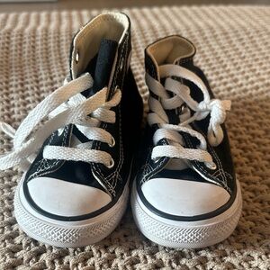 Classic Black and White Kids High-Top Sneakers